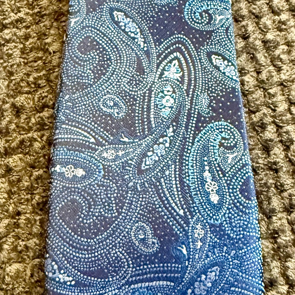 Alexander Julian Colours Blue Paisley Tie | Vintage 90s Handmade Polyester